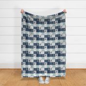 3" small scale - Little Man Patchwork (navy and dusty blue) (90) - navy