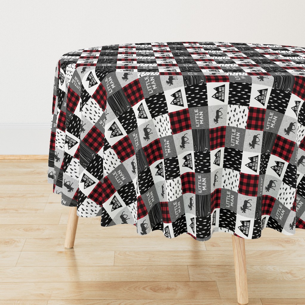 3" small scale - Little Man & You Will Move Mountains Quilt Top - buffalo plaid (90)