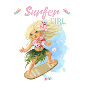 Surfer Girl 16"x16" Square in 18"x18" / Pillow