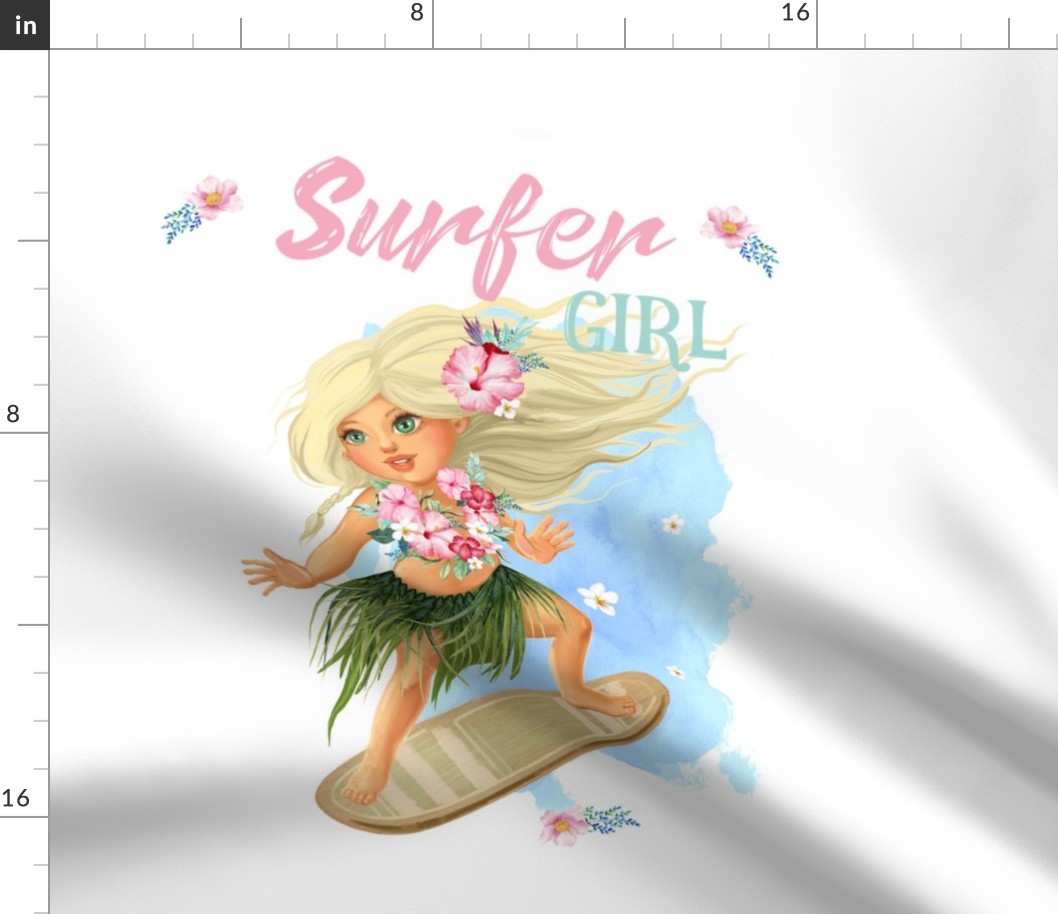 Surfer Girl 16"x16" Square in 18"x18" / Pillow