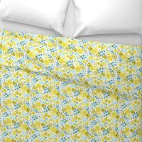 Darcy - Retro Floral - Mustard Yellow & Teal Regular Scale