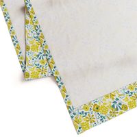 Darcy - Retro Floral - Mustard Yellow & Teal Regular Scale