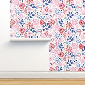 Darcy - Retro Floral - Pink Red & Blue Regular Scale