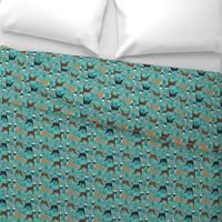 boxer nautical fabric  summer tropical fabric boxer dogs fabric - turquoise