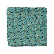 boxer nautical fabric  summer tropical fabric boxer dogs fabric - turquoise