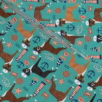 boxer nautical fabric  summer tropical fabric boxer dogs fabric - turquoise