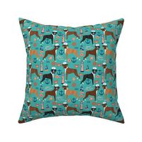 boxer nautical fabric  summer tropical fabric boxer dogs fabric - turquoise