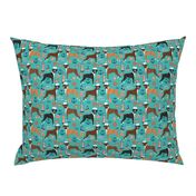 boxer nautical fabric  summer tropical fabric boxer dogs fabric - turquoise