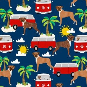 boxer  fabric boxer dogs fabric - navy