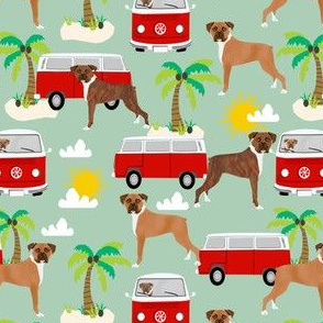 boxer  boxer dogs fabric - mint