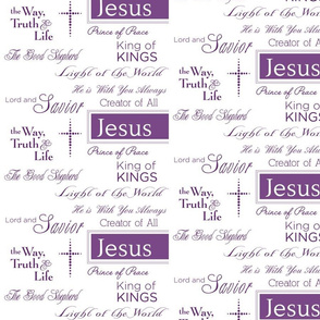 Names of Jesus - Purple Words on White