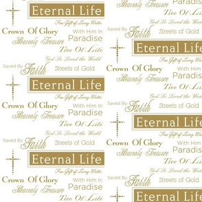 Eternal Life Words Christian Scripture Gold on White