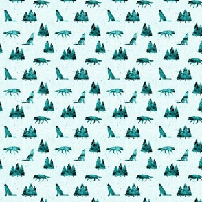 (micro print) wolves on teal