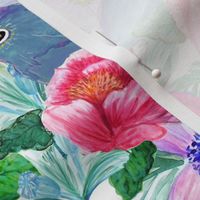 Watercolor peony &  bluebird floral