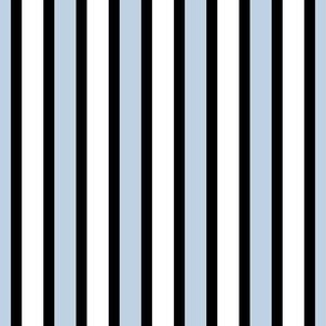 Maxi Stripe of Blue Fog and White with Narrow Ribbons of Black