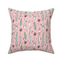 surfboard fabric // surf tropical summer design - pink and mint