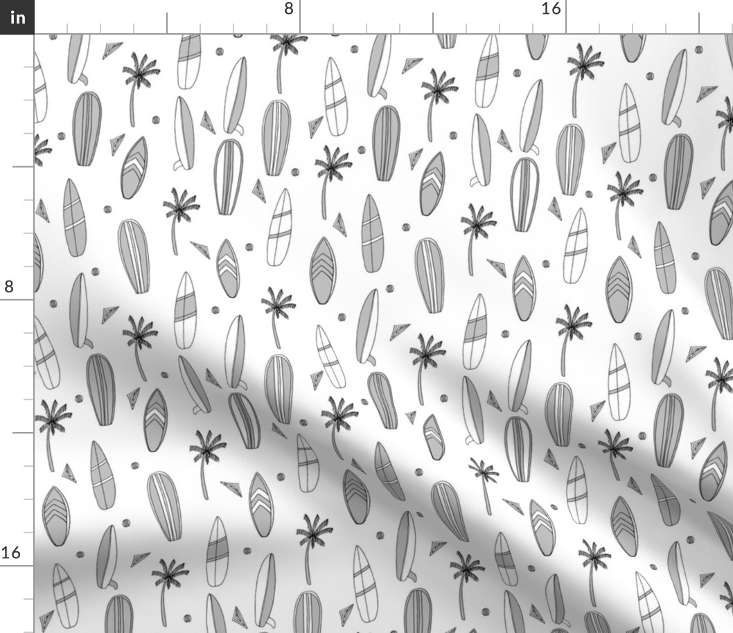 surfboard fabric // surf tropical summer design - grey