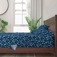 surfboard fabric // surf tropical summer design - navy and mint