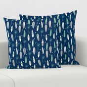 surfboard fabric // surf tropical summer design - navy and mint