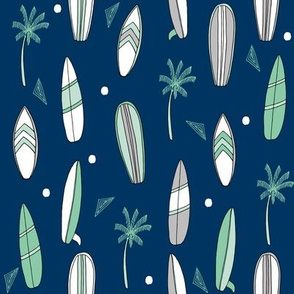 surfboard fabric // surf tropical summer design - navy and mint