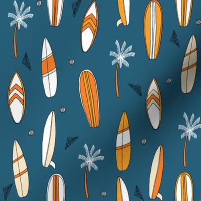 surfboard fabric // surf tropical summer design - blue and orange