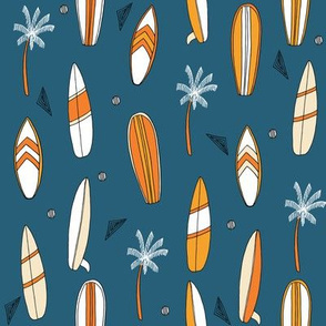 surfboard fabric // surf tropical summer design - blue and orange