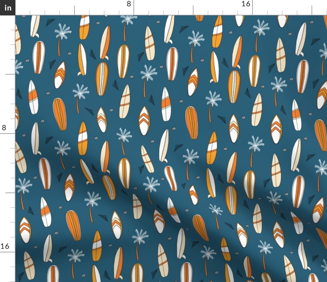 surfboard fabric // surf tropical summer design - blue and orange