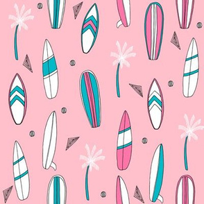 surfboard fabric // surf tropical summer design - pink and turquoise