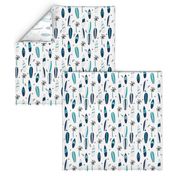 surfboard fabric // surf tropical summer design - navy and white