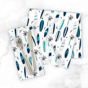 surfboard fabric // surf tropical summer design - navy and white