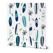 surfboard fabric // surf tropical summer design - navy and white