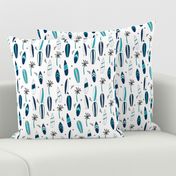 surfboard fabric // surf tropical summer design - navy and white