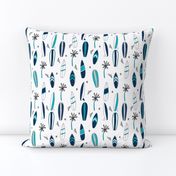 surfboard fabric // surf tropical summer design - navy and white