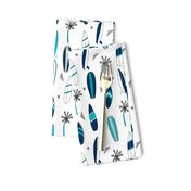 surfboard fabric // surf tropical summer design - navy and white