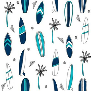 surfboard fabric // surf tropical summer design - navy and white