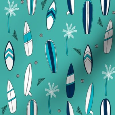surfboard fabric // surf tropical summer design - navy and turquoise