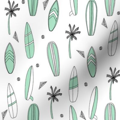 surfboard fabric // surf tropical summer design - mint and white