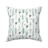 surfboard fabric // surf tropical summer design - mint and white