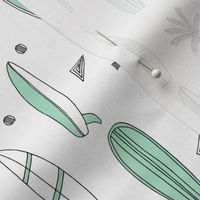 surfboard fabric // surf tropical summer design - mint and white