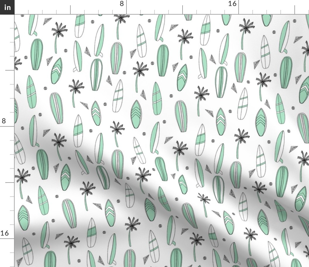 surfboard fabric // surf tropical summer design - mint and white