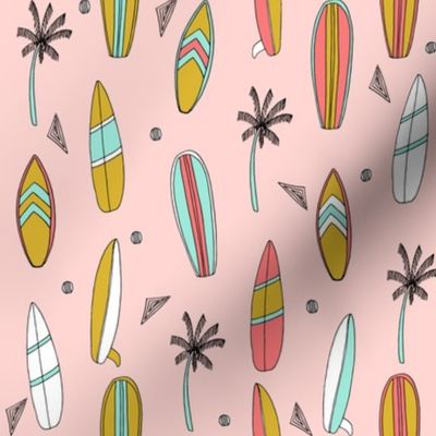 surfboard fabric // surf tropical summer design - coral and pink