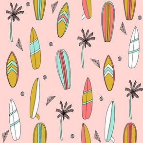 surfboard fabric // surf tropical summer design - coral and pink