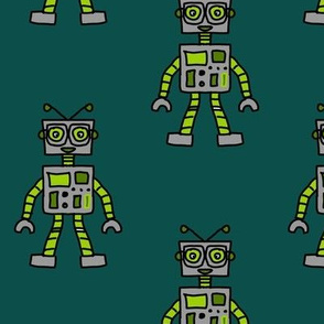 Green an Grey Robots with Glasses