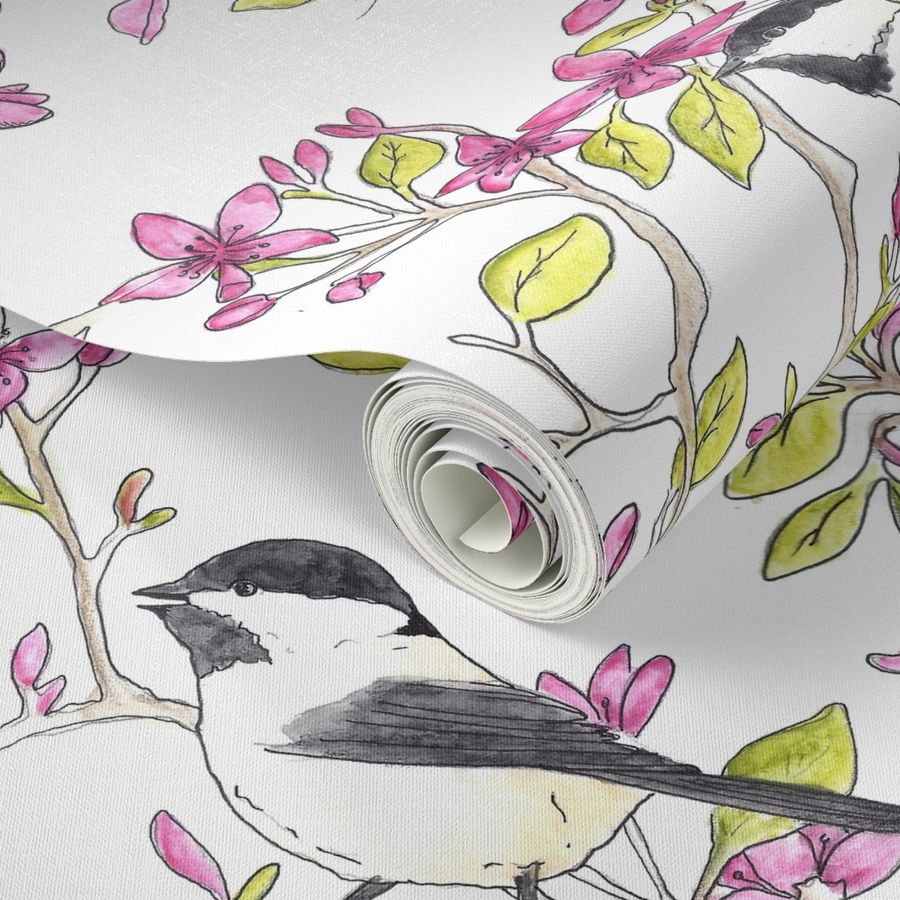 Chickadees in Blossoms