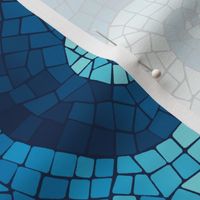 wave mosaic - navy, blue, cyan, aqua - sideways