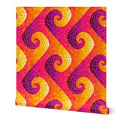 sideways wave mosaic - purple, hot pink, orange, yellow, white