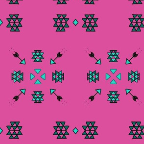 Pink and Teal Navajo Arrow Geometric Aztec Design