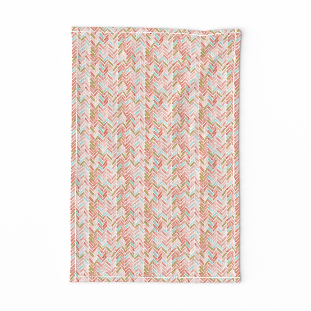 coral mint gold herringbone small scale