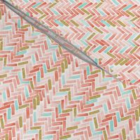 coral mint gold herringbone small scale