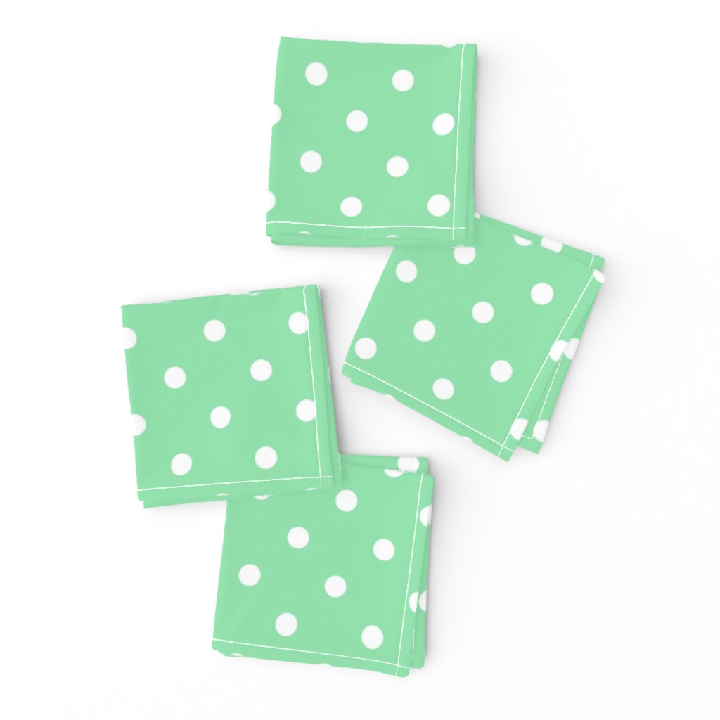 Mint Green and White Polka Dots